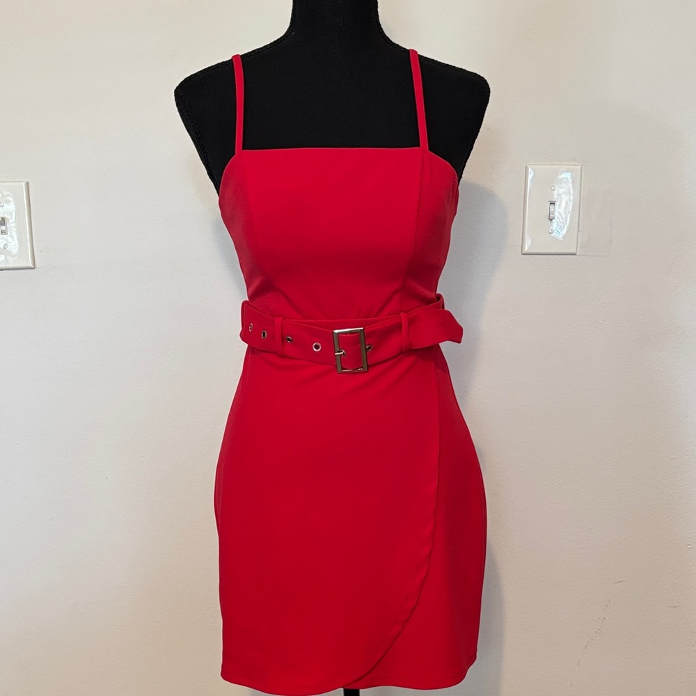 Speechless Red Mini Dress with Belt